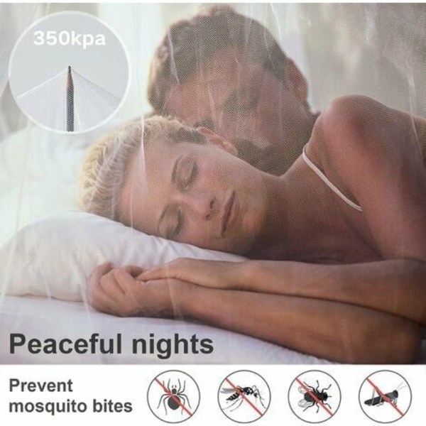 Sängmyggnät, stort myggnät för sängen, myggnätsängsäck för enkel king size- eller dubbelsäng, myggnät
