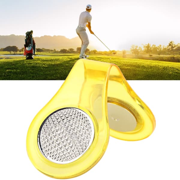 Magnetisk golfboldmarkør hatteklemme i rustfrit stål, multifunktionelt golftilbehør, gul