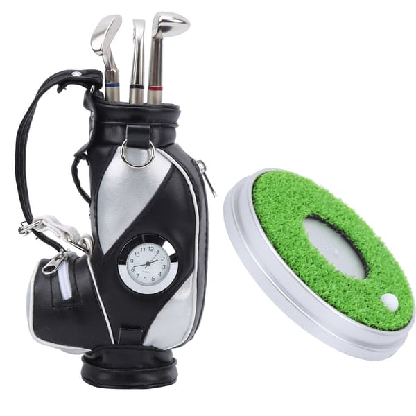 Skrivbords Golf Pennset 3 Pennor Mini Väska Zinklegering Bas Svart Silver