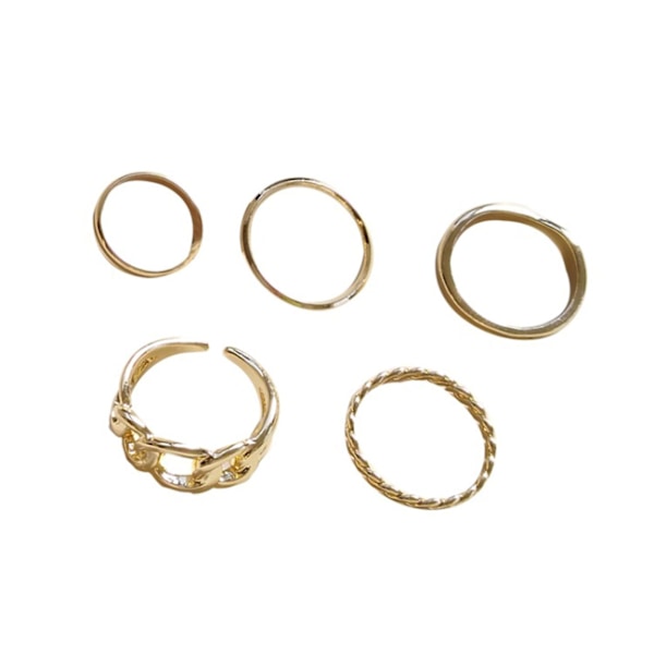 5 kpl sormussormus allergiaa ehkäisevä puettava metalliseos Vintage set lahjaksi Golden