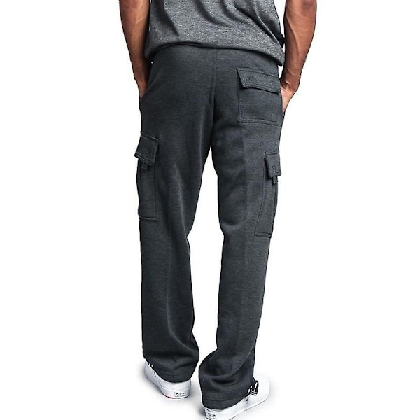 Miesten yksiväriset kiristysnauhahousut Dark Grey L