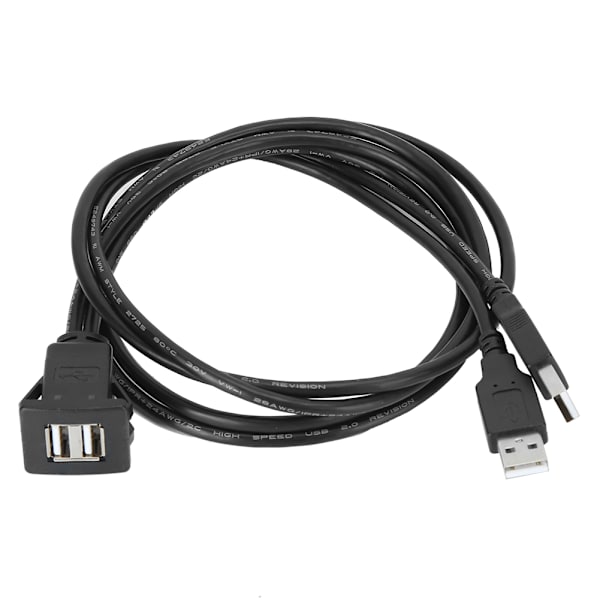 USB 2.0 Forlængerkabel Dobbelt Interface Vandtæt Bil Dataoverførsel Dashboard Adapterledning 2M 6.6ft
