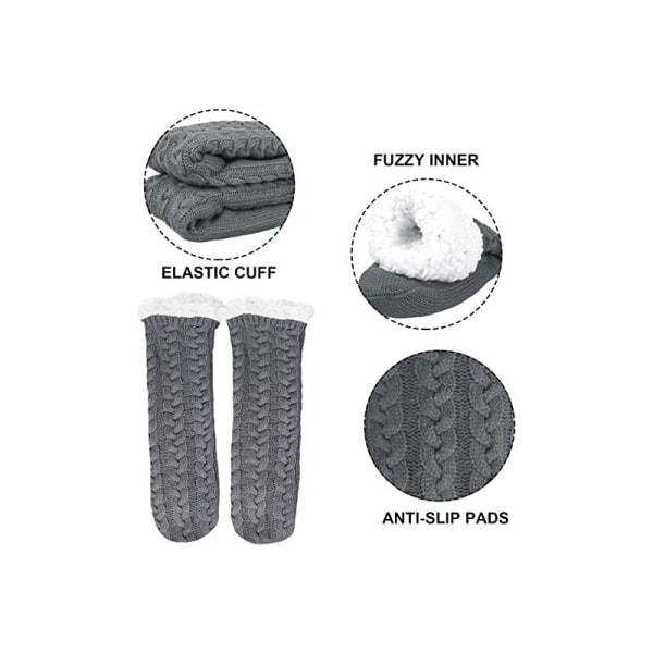 Par tofflorstrumpor damer tofflorstrumpor damer varma tofflorstrumpor med mjukt fleecefoder, halkfri thermal chock