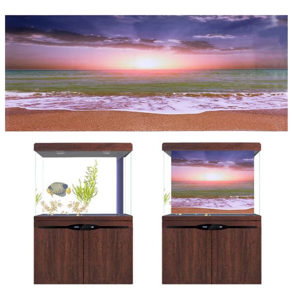 3D Selvklebende Solnedgangsplakat Akvarium Dekor Medium