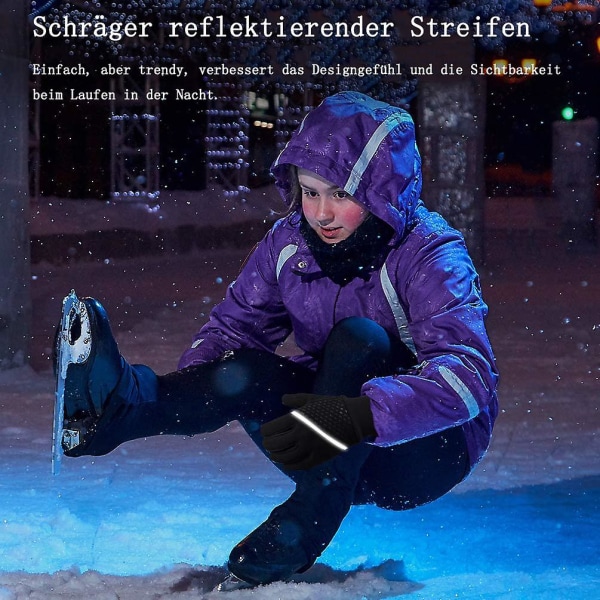 Piao Winter Warm Running Barnhandskar - Kallt väder Varmt Cykel Snö Skidåkning Svarta handskar 4-12 år Pojkar Flickor