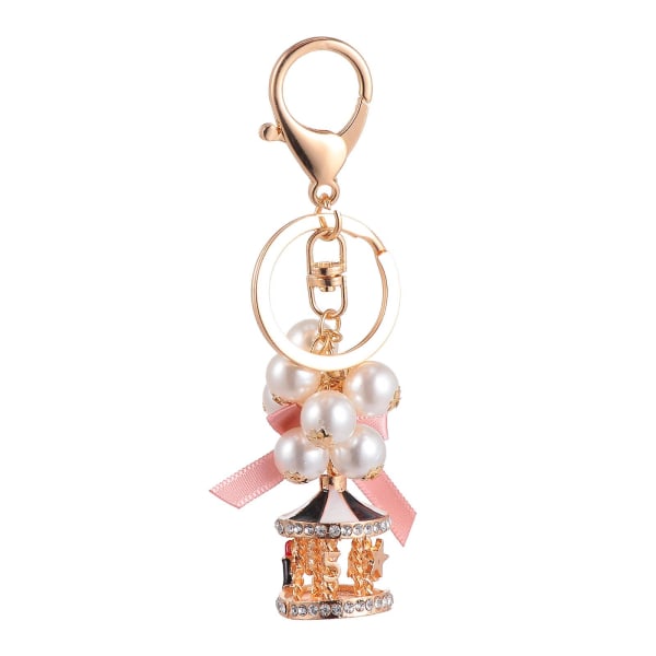 Merry-go-round nyckelhållare pärla nyckelring Härlig väska hängande nyckeldekoration