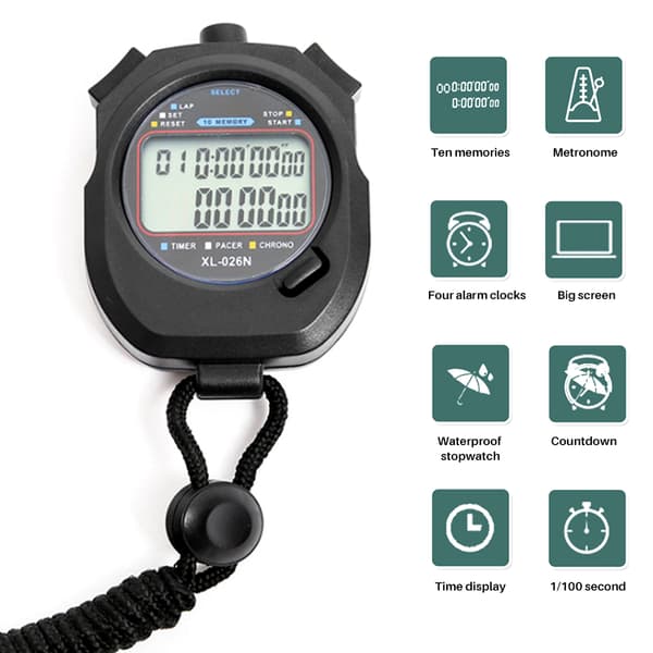 Digital Stoppur Elektronisk Sporttimer Vattentät Halksäker Tävlingsspel