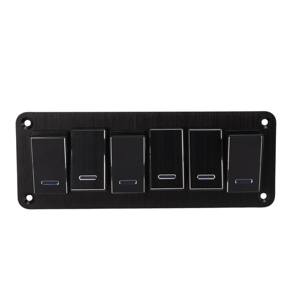 6 Gang Vandtæt Toggle Switch Panel DC12V til 24V 3PIN Blå Baggrundslys 30A Forudtrådet til RV Yacht Bil