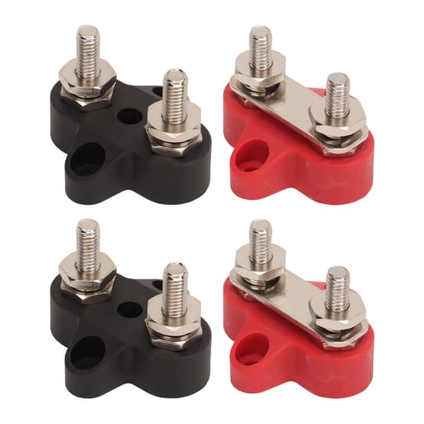 4AWG Batteriterminal Stud M6 Dobbelt Distributionsklemme Postblok Samleskinne til Biler RV'er Både Lastbiler DC 12V til 48V