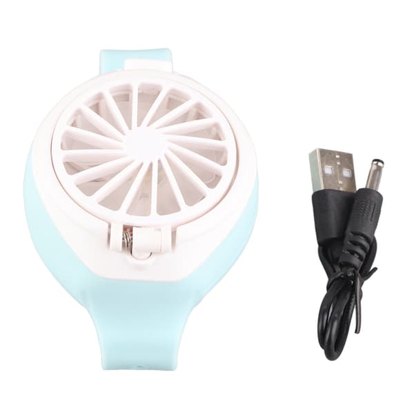 Bærbar Mini Urformet Ventilator Børn USB Genopladelig Ventilator med 3 Vindniveauer til Udendørs (Blå)