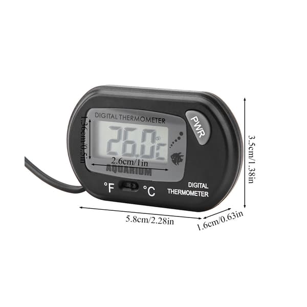 Liten Digital Akvarium Termometer Temperaturmätare Maskin Svart