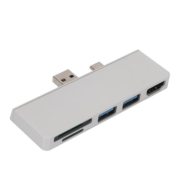 USB C Hub 4K HD Multimedia Interface Dataoverføring Doble USB3.0-porter 5 i 2 USB C Hub for Surface Pro 7 Sølv