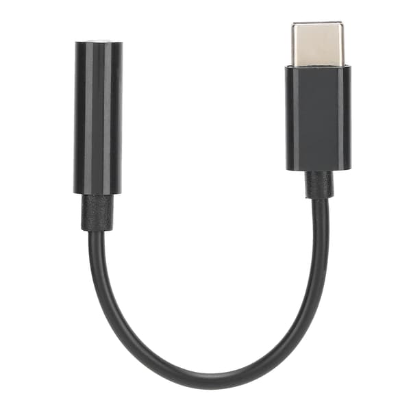 USB C till 3,5 mm Aux Ljudjack Adapter Hörlurskabel Svart