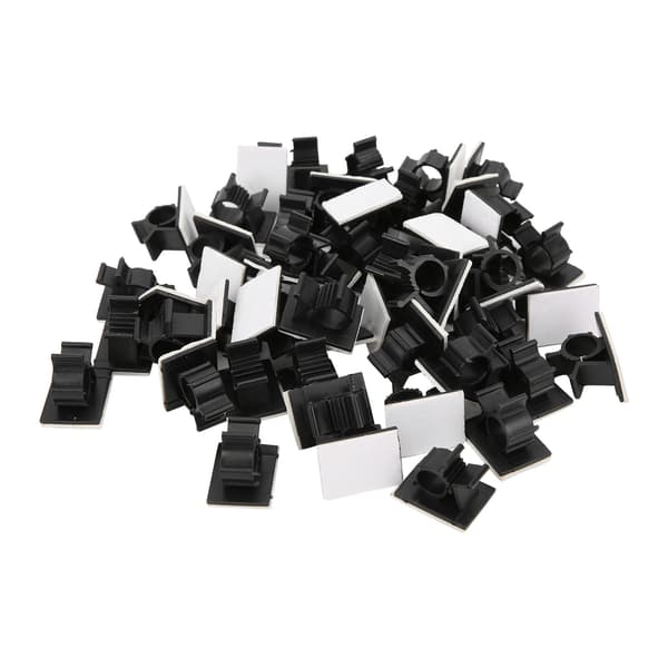 50 stk. sorte selvklæbende nylon kabelclips ledningsorganisator