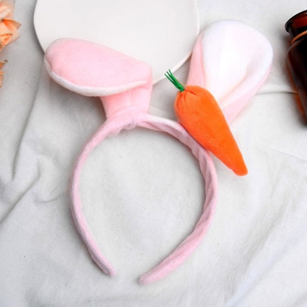 Kaninører pandebånd med gulerodskostume Cosplay dekoration til udflugtsfest Pink