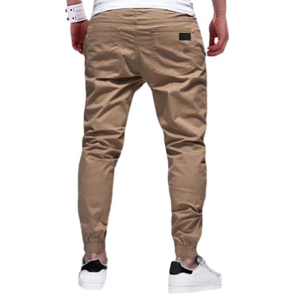 Miesten yksiväriset kiristysnyörillä joustavat vyötäröhousut Khaki XL