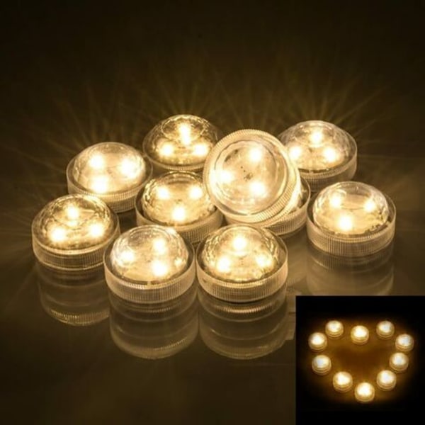 12 st LED flamlösa värmeljus Batteridrivna vattentäta nedsänkbara dekorativa lampor för vas Aquarium Wedding Centre