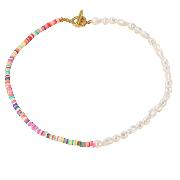 Pearl Choker halsband för kvinnor flickor Handgjorda färgglada pärlstav Choker smycken