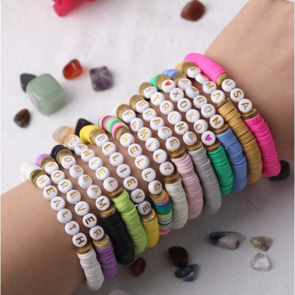 Förpackad mjuk keramikhalsband Armband Gör-det-själv smycken Set med skivade pärlor -Color6