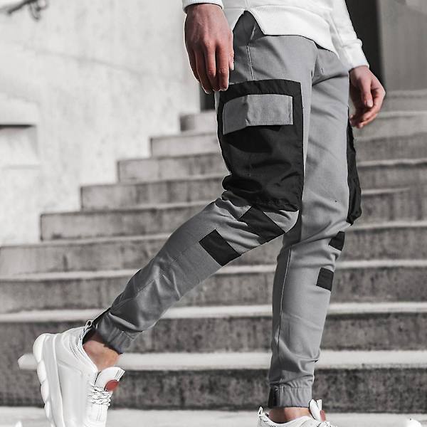 Miesten Colorblock Cargo Jogger -housut Gray L