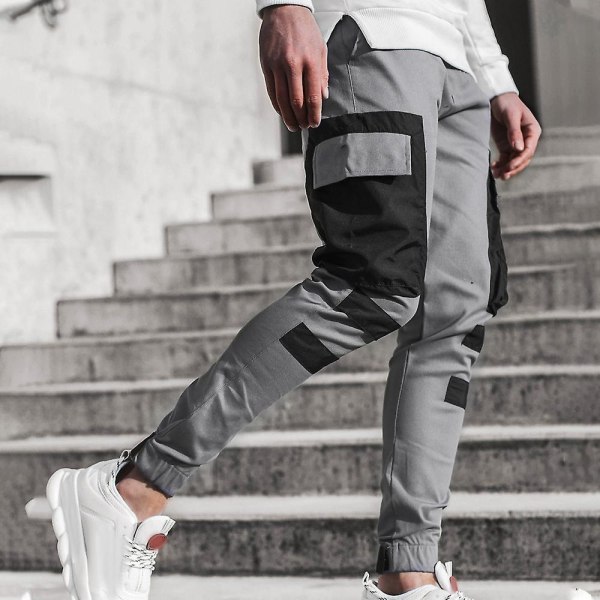 Miesten Colorblock Cargo Jogger -housut Gray M