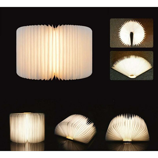Varm gul 2,5 W Page Turn Creative Night Light Mini Foldebog Lys USB Genopladeligt Lithium Batteri Genopladeligt LE