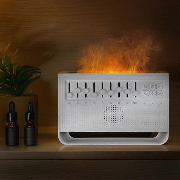 Flamme Aroma Diffuser Luftfukter Hvit Støy Bluetooth Høyttaler Nattlys C221