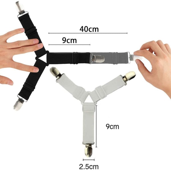 12 kpl kolmiolakanan kiinnikkeitä, elastinen patjankiristin, sovitettu lakana, säädettävä, lakanoihin, patjanpäällisiin, sohvatyynyihin ja ar