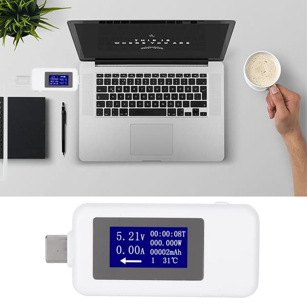 Typ C Testare Multifunktionell Dubbelriktad DC Digital Voltmeter Vit