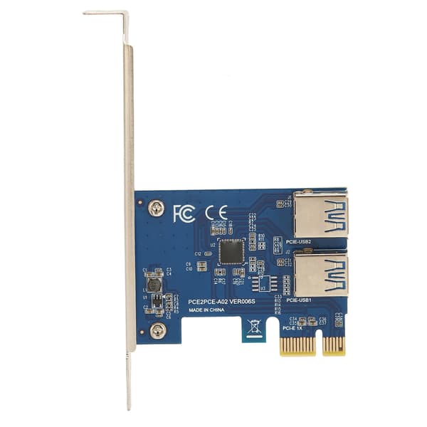 PCIe 1 till 2 Riser-kort Flexibel Stabil Splitter för Bitcoin Ethereum Mining Blå Kort