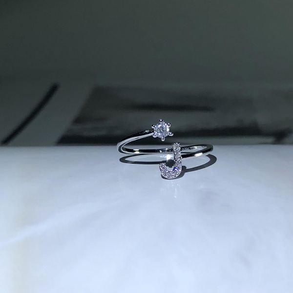 Ring Justerbar Open End Koppar Brev Kvinnor Finger Smycken För Dejting C