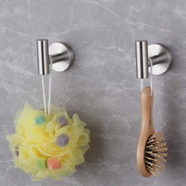 Set med 2 solid rostfritt stål Robe Krok Robe Krokar Handdukskrokar Badrumsväggkrok för badrum och kök V1A01 (Silve