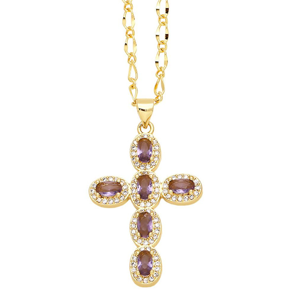 Kaulakoru Vintage Zircon Cross Muotikorut Ac10049 purple