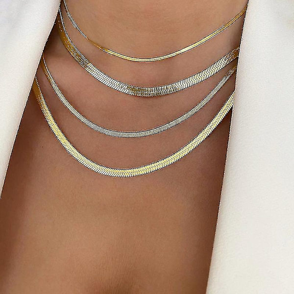 Snake Chain halskæde rustfrit stål sildeben guld farve Chain halskæde silver color3mm 20inch(50cm)