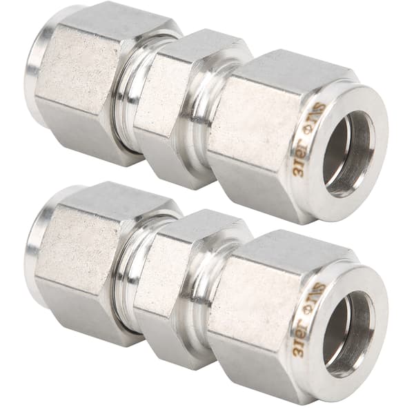 316 rustfrit stål dobbelt ferrule rørkompressionsfitting lige adapter til 1/2 tomme rør