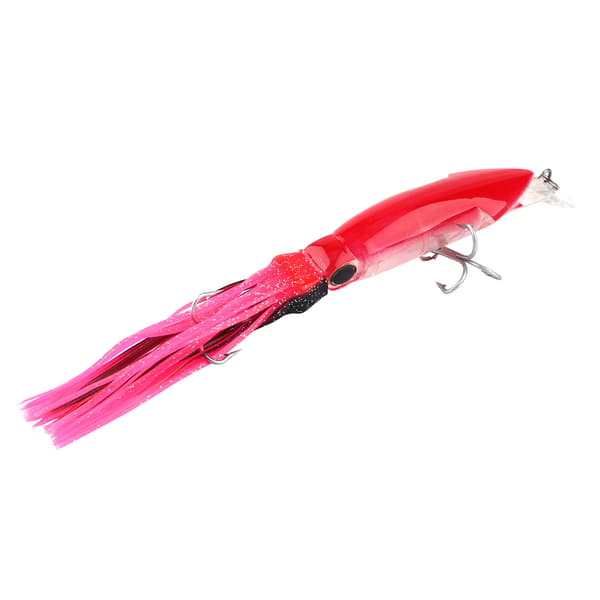 24cm 40g Fiskedrag Blæksprutteagn Crankbait Jig Diskant Krog Rosarød