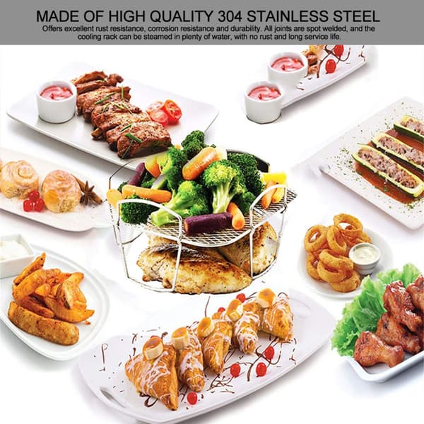 Rustfrit stål Air Fryer Rack Mad Dehydrator Toast Grill Tilbehør 304