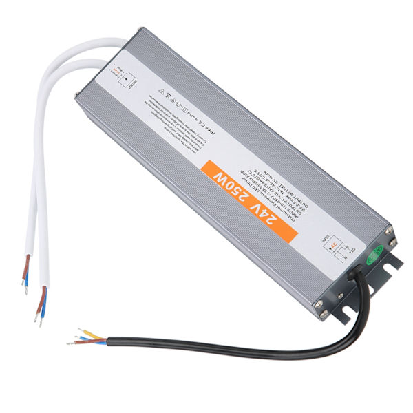Vanntett LED Strømforsyning 250W AC170-250V Driver Transformator DC24V