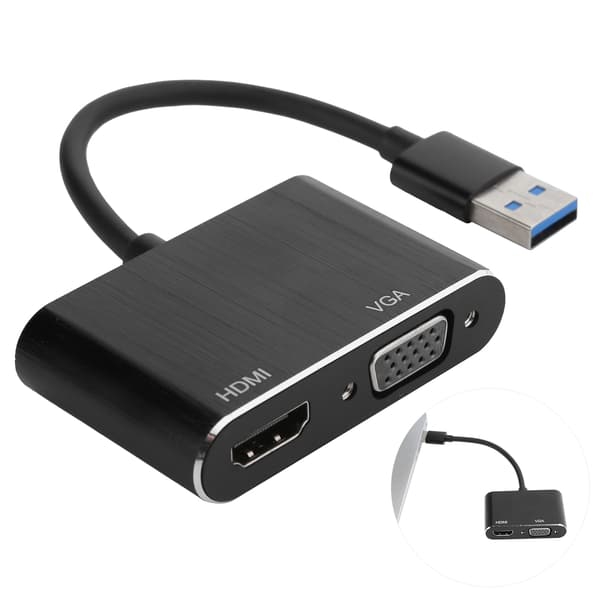 USB 3.0 VGA HDMI-adapter strömomvandlare skärmutvidgningsdocka datortillbehör