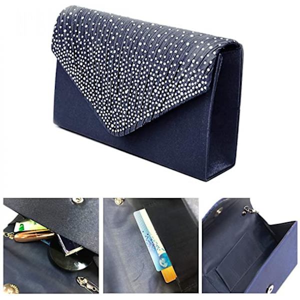 Kvinder Aften Håndtasker Brude Bryllup Taske Håndtaske A916-147 Dark Blue