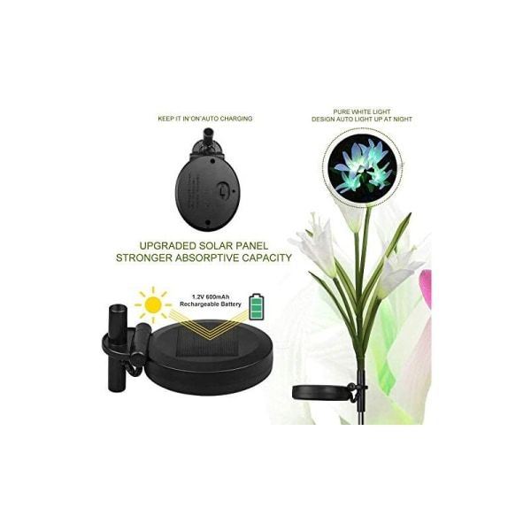 Solar Garden Lights 2-pack 7 färgskiftande utomhuslampor Större blommor och bredare solpanel för trädgårdsuteplats, Pathwa