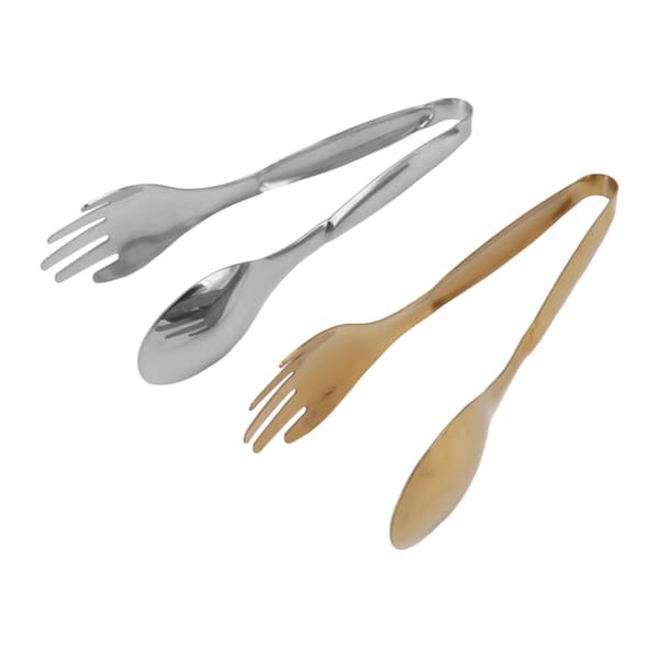 2-delt lite serveringssett i rustfritt stål, matklyper, salatklyper for baking, buffet, kjøkkentilbehør