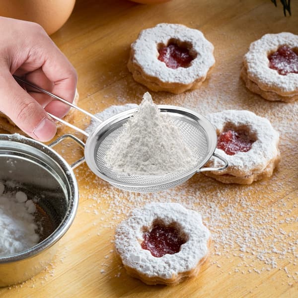 Håndholdt melsifter i rustfritt stål - Bakeverktøy til kjøkkenet (4 stk)