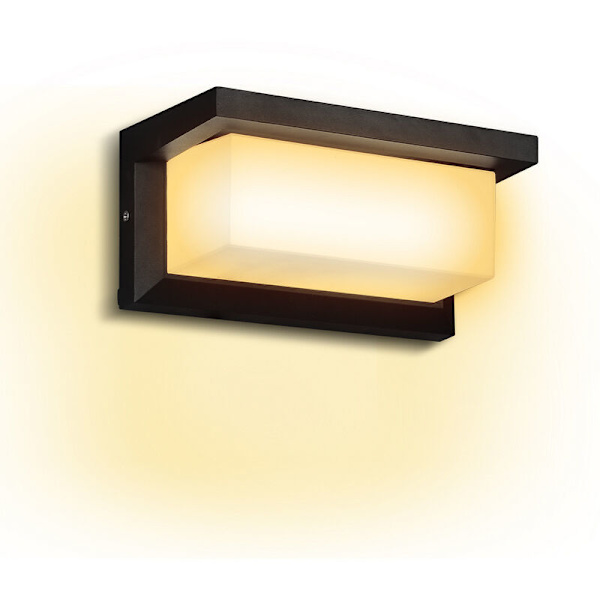 LED Væglampe 18W LED Sensor IP65 Udendørsbelysning med Bevægelsessensor Terrasse Have Varm Hvid-Sort