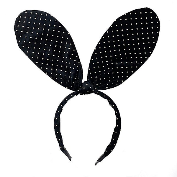 Lolita Polka Dot Bunny Ears Pandebånd Pre-tie Hårbånd Påskefest Hårindretning Black