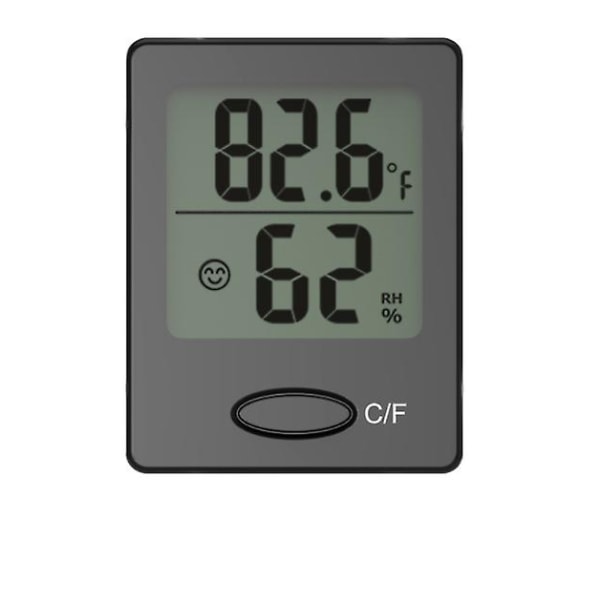 Indetemperatur og hygrometer, sort kabinet