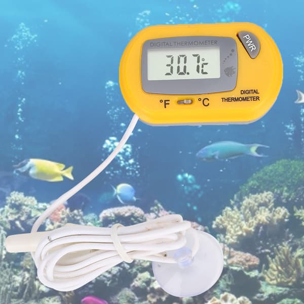 Digital LCD Sensor Akvarium Vattentermometer Styrenenhet Kabelansluten Akvarietillbehör Gul