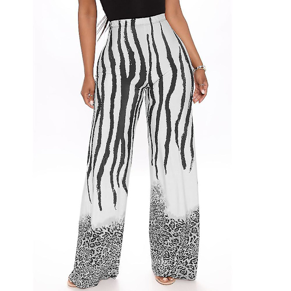 Damer Casual byxor med hög midja vid ben Black White 2XL