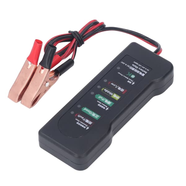 12V Bilbatteritestare med Testklämmor 6 LED-Display Fordonsbatteri Feldetektor