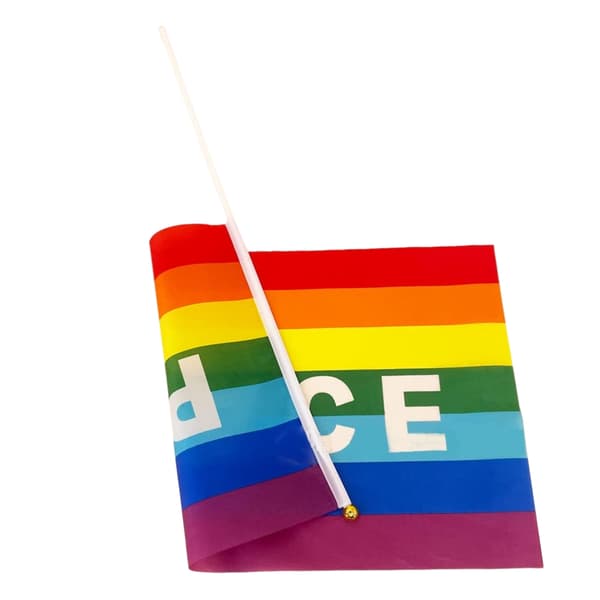Mini Fredsflagga Regnbåge Pacifist Handhållen Polyester 50 eller 100 Stycken